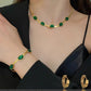 📿50 % de réduction💍Collier Emeraude Boucles d'oreilles Bracelet