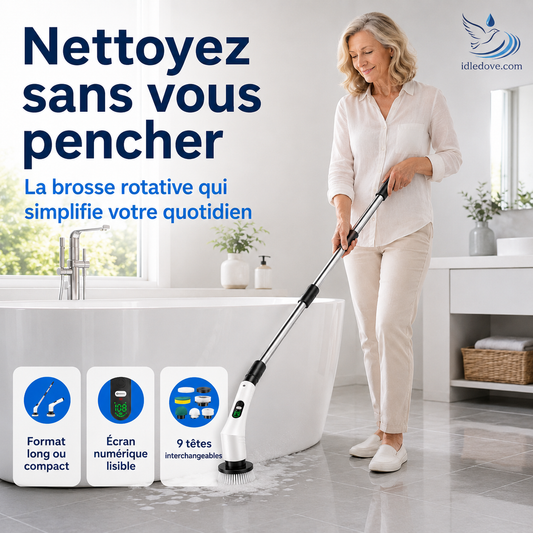 📢📢50% DE RÉDUCTION !! ⏰Brosse de nettoyage électrique rotative améliorée avec écran LED – Nettoyage puissant et pratique
