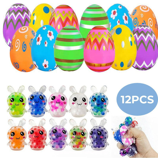 📢📢50% DE RÉDUCTION !! ⏰🐇 Joyeuses Pâques - Lot de 24 œufs de Pâques préremplis avec jouets à presser