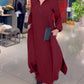 🔥Vente chaude 2024 49% de réduction🔥Robe ample décontractée à manches longues et col en V de couleur unie
