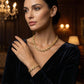 📢📢50 % de réduction !! ⏰Ensemble collier et bracelet à maillons ajustables avec feuilles en strass
