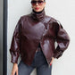 💎 59% DE RÉDUCTION ! 💎 Veste Moto en Similicuir Noir – Coupe Oversize, Fermeture Asymétrique & Style Urbain Audacieux 🏍️🖤