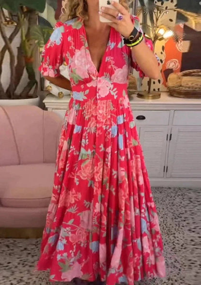 📢📢50% DE RÉDUCTION !! ⏰💃V-neck Floral Loose Maxi Dress