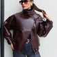 💎 59% DE RÉDUCTION ! 💎 Veste Moto en Similicuir Noir – Coupe Oversize, Fermeture Asymétrique & Style Urbain Audacieux 🏍️🖤