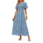 📢📢40 % de réduction !! ⏰Robe longue fluide pour femme, style décontracté, à imprimé floral, manches flottantes, smockée et taille haute