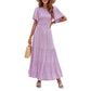 📢📢40 % de réduction !! ⏰Robe longue fluide pour femme, style décontracté, à imprimé floral, manches flottantes, smockée et taille haute