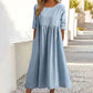 📢📢52 % DE RÉDUCTION !!!⏰Robe décontractée en coton à col ras du cou et à poches pour femmes