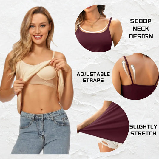📢📢ACHETEZ-EN 1，OBTENEZ-EN 1 GRATUITEMENT!! ⏰👚 Débardeur Femme avec Soutien-Gorge Intégré – Bretelles Réglables, Tissu Extensible, Col Rond, 7 Coloris, Tailles S-6XL 🤍