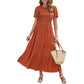 📢📢40 % de réduction !! ⏰Robe longue fluide pour femme, style décontracté, à imprimé floral, manches flottantes, smockée et taille haute