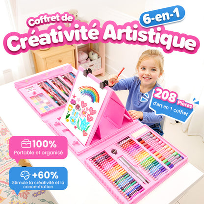 📢📢60% DE RÉDUCTION !!! ✨ Kit Artistique 6-en-1 Enfant - 208 Pièces, Chevalet Double Face, Matériaux Sûrs, Idéal pour Développer la Créativité 🎨✨