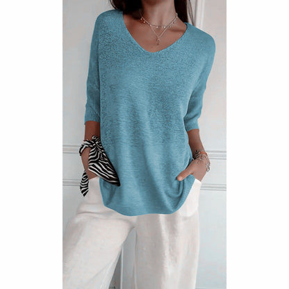 📢📢60 % DE RÉDUCTION !! ⏰Haut en tricot uni à col en V