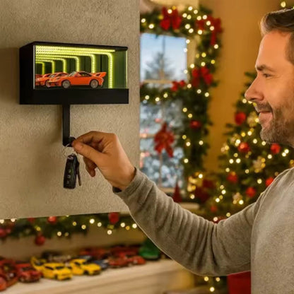 📢📢50 % DE RÉDUCTION !!! 🎅 Porte-Clés Garage Infini - Effet Tunnel Lumineux LED, Arrêt Automatique, Cadeau Voiture 🚗✨