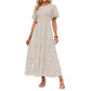 📢📢40 % de réduction !! ⏰Robe longue fluide pour femme, style décontracté, à imprimé floral, manches flottantes, smockée et taille haute