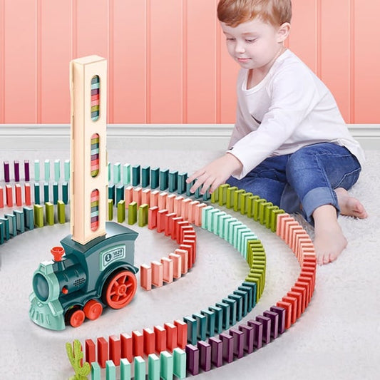 📢📢50% DE RÉDUCTION !!!✨ Automatic Domino Train - Continuous Chain Reaction with 360-Degree Rotation for Endless Fun 🚂🎯