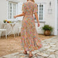📢📢40 % de réduction !! ⏰Robe longue fluide pour femme, style décontracté, à imprimé floral, manches flottantes, smockée et taille haute
