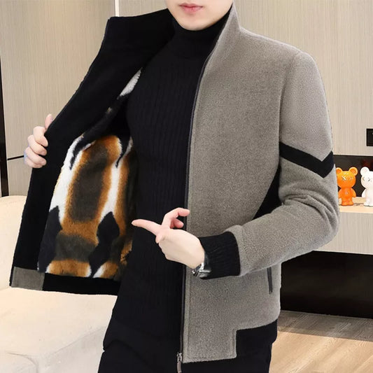 📢📢60 % DE RÉDUCTION !!! ✨Veste zippée décontractée en fausse laine pour homme