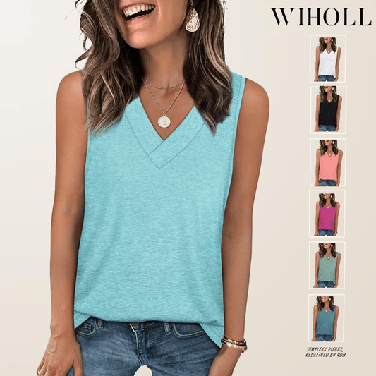 🎁 Promotion d'été 65% de réduction ✨ Femmes sans manches V-col minceur Loose Fit Casual Tank Top