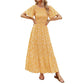 📢📢40 % de réduction !! ⏰Robe longue fluide pour femme, style décontracté, à imprimé floral, manches flottantes, smockée et taille haute