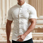 📢📢50% DE RÉDUCTION !! ⏰ Chemise à Manches Courtes à Boutons pour Hommes – Sans Repassage – Tissu Infroissable, Look Net & Idéal pour l'Été ☀️
