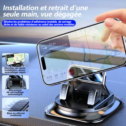 📢📢40% DE RÉDUCTION !! ⏰ Support de Téléphone pour Voiture – Orientable 360°, Verrouillage en 0,1 s & Antidérapant – N’Abîme Pas le Tableau de Bord – Idéal pour la Navigation 🛣️