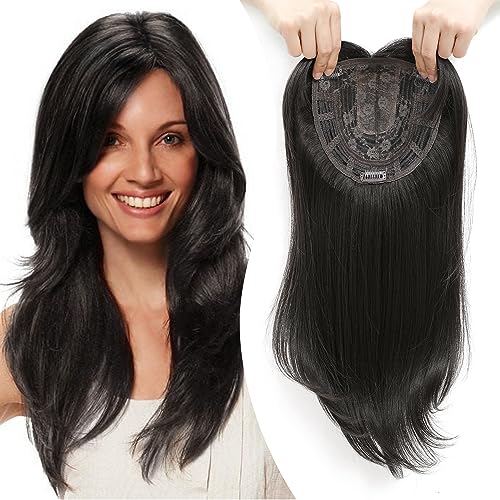 💎 50% DE RÉDUCTION ! 💎 Topper Postiche avec Frange – Volume Instantané, Couverture Naturelle & Confort Respirant pour Cheveux Clairs 🌿💇‍♀️