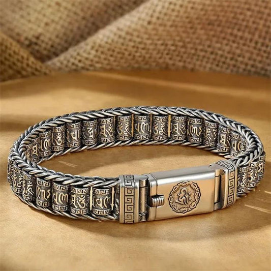 📢📢50 % de réduction !! ⏰ Bracelet Roue de Prière Tibétaine – Argent 925, Porte-Bonheur & Cadeau Saint-Valentin