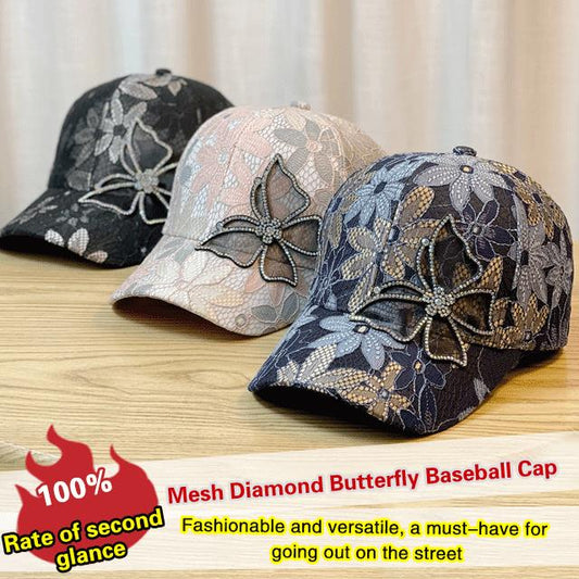 📢📢40 % de réduction !! ⏰Casquette de baseball en maille avec motif papillon en losanges