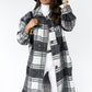 Manteau décontracté pour femmes, à revers et à boutons, avec chemise longue en tissu à carreaux