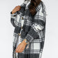 Manteau décontracté pour femmes, à revers et à boutons, avec chemise longue en tissu à carreaux