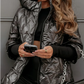 Veste en coton patchwork à capuche pour femmes pour l'automne et l'hiver