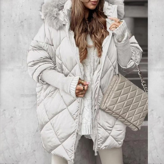 🎅Winter Sale Limited Time Half Price🎁Women's Knit Sleeve Patchwork Mid-Length Parka Coat ❄️