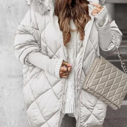 🎅Winter Sale Limited Time Half Price🎁Women's Knit Sleeve Patchwork Mid-Length Parka Coat ❄️