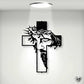 🔥 50% DE RÉDUCTION ! ✨ Décoration Murale Croix Métallique Jésus - Art Religieux en Fer Découpé, Symbolisme Spirituel, Installation Facile pour Intérieur ✝️🕊️