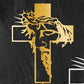 🔥 50% DE RÉDUCTION ! ✨ Décoration Murale Croix Métallique Jésus - Art Religieux en Fer Découpé, Symbolisme Spirituel, Installation Facile pour Intérieur ✝️🕊️