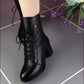 👢Bottes rétro à lacets et à fermeture éclair sur le côté, à talons hauts