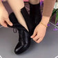 👢Bottes rétro à lacets et à fermeture éclair sur le côté, à talons hauts