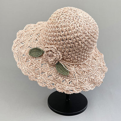 👒Élégant Chapeau de Paille au Crochet avec Détail à Volants🌷