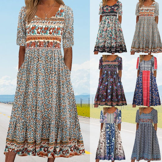 🔥2025 Nouveaux produits🌸✨ Robe élégante à motif bohème pour femme