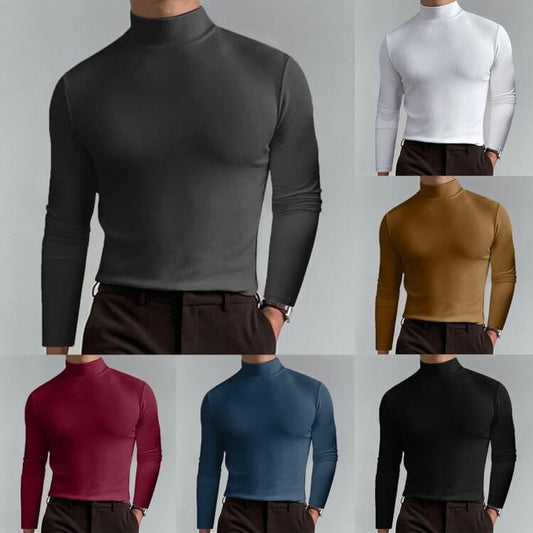 📢📢50 % de réduction！！！📍T-shirt à col montant et manches longues pour homme