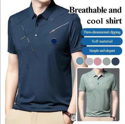 📢📢40 % DE RÉDUCTION !! ⏰ Chemise stretch en soie glacée pour homme – Fraîche et confortable – Respirante, légère et idéale pour l'été, le bureau ou les voyages ✨