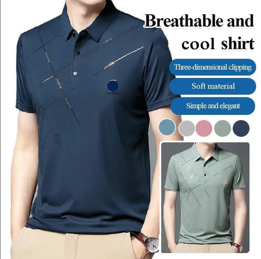 📢📢40 % DE RÉDUCTION !! ⏰ Chemise stretch en soie glacée pour homme – Fraîche et confortable – Respirante, légère et idéale pour l'été, le bureau ou les voyages ✨