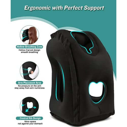📢📢40% DE RÉDUCTION !! ⏰Coussin de voyage gonflable et ergonomique portable : Profitez d'un sommeil confortable partout et à tout moment 🧳💤