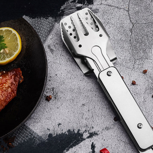 👨‍🍳👍3-in-1 Camping BBQ Grill Utensils Home Fork Spatula Clip