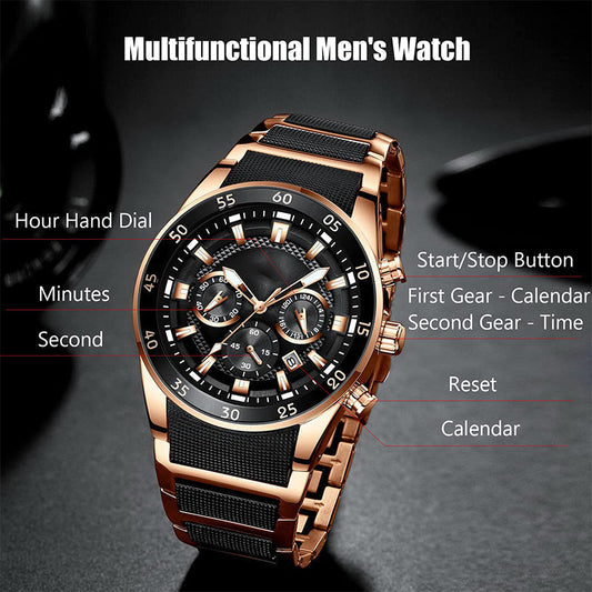 ⌚Remise de 72% de la valeur🔥Montre à quartz multifonctionnelle étanche pour hommes