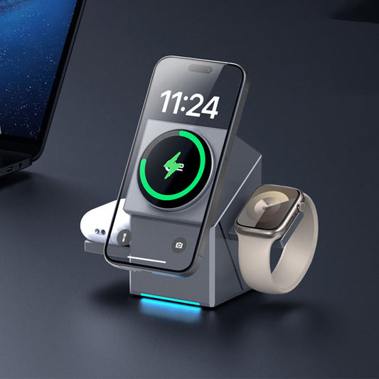 📢📢70 % de réduction !! ⏰Station de Recharge Magnétique 3-en-1 Pliable – Pour Smartphone, Montre & Écouteurs, Sans Encombrement 🔌