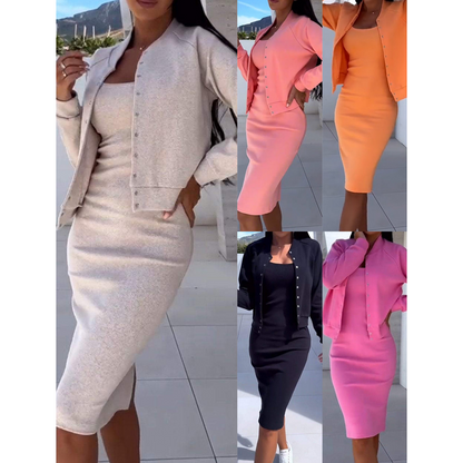 📢📢50% DE RÉDUCTION !! ⏰ Temps limité moitié prix - Ensemble robe et veste à bretelles spaghetti