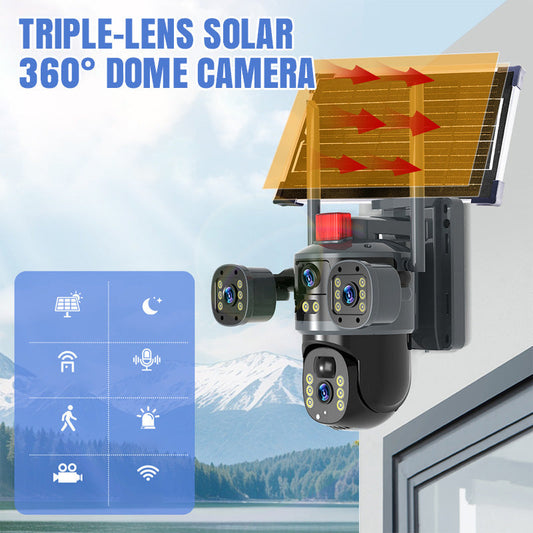 💥2025 Nouvelle vente chaude &66% de réduction pour une durée limitée🎥 Caméra dôme solaire à triple objectif 360°✈️ livraison gratuite