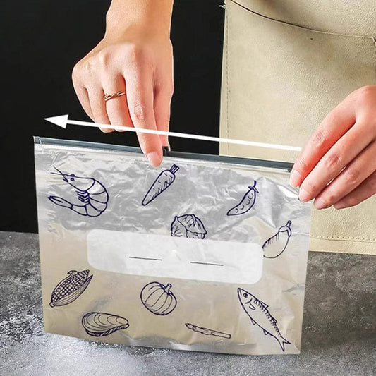 🥢Sac de Conservation en Aluminium Reutilisable et Fermable🌍Parfait pour Stocker et Protéger Vos Aliments!（