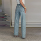 👖 60% DE RÉDUCTION VENTE 2025! ✨ Jeans à Jambe Droite avec Strass - Broderie Cristal et Taille Haute pour une Silhouette Élégante 💎👖