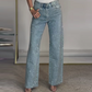 👖 60% DE RÉDUCTION VENTE 2025! ✨ Jeans à Jambe Droite avec Strass - Broderie Cristal et Taille Haute pour une Silhouette Élégante 💎👖